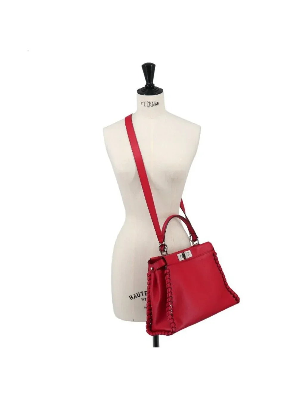 Fendi Peekaboo Shoulder Bag Leather Red Selleria